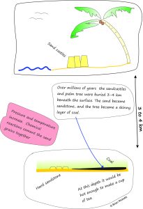 Burial of sand, peat and wood results in compression