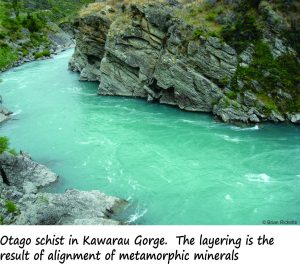 Otago schist exposed in cliffs along Kawarau gorge