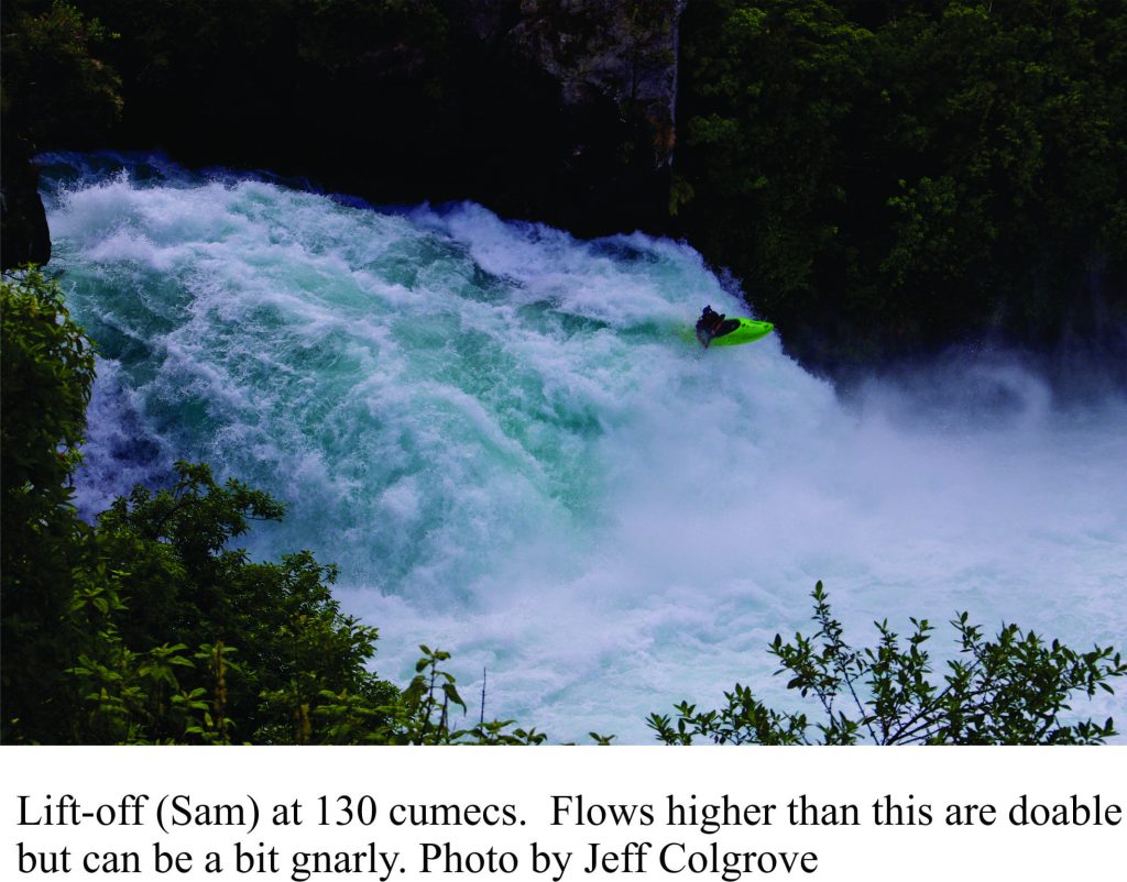 Sam lifting off the edge of Huka Falls