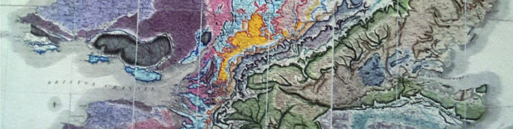 Aportion of William Smith's wonderful geology map of England, Wales and Scotland