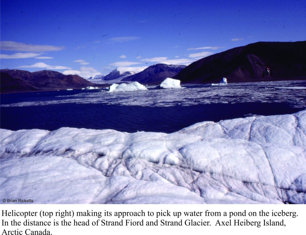 Camp water supply from a small pond on this iceberg