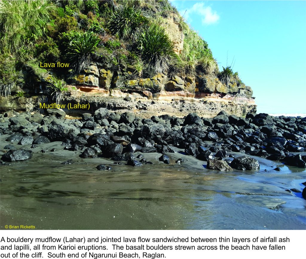 Karioi volcanic lahars, pyriclastic surges and airfall tuffs, Raglan