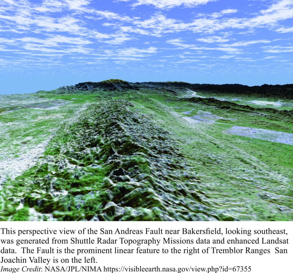 3D perspective of San Andreas Fault from Spce Shuttle imagery