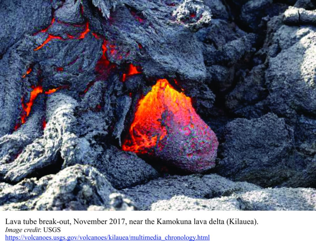 A recent lava tube, 2017, Kilauea