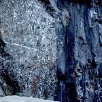 Submarine channel sandstones and overbank facies exposed at Wheeler Gorge, California.