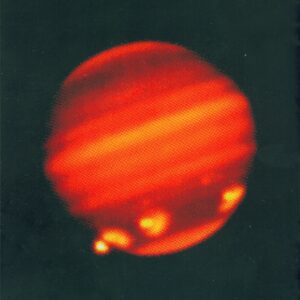 Jupiter after the Shoemaker-Levy impact 20 July 1994 - several hot-spots in the lower hemisphere are from multiple fragments. Image taken at near-infrared wavelengths by the 3.5-m telescope at the German-Spanish Calar Alto Observatory. Image credit: ESA - Calar Alto Observatory/Max Planck Institute