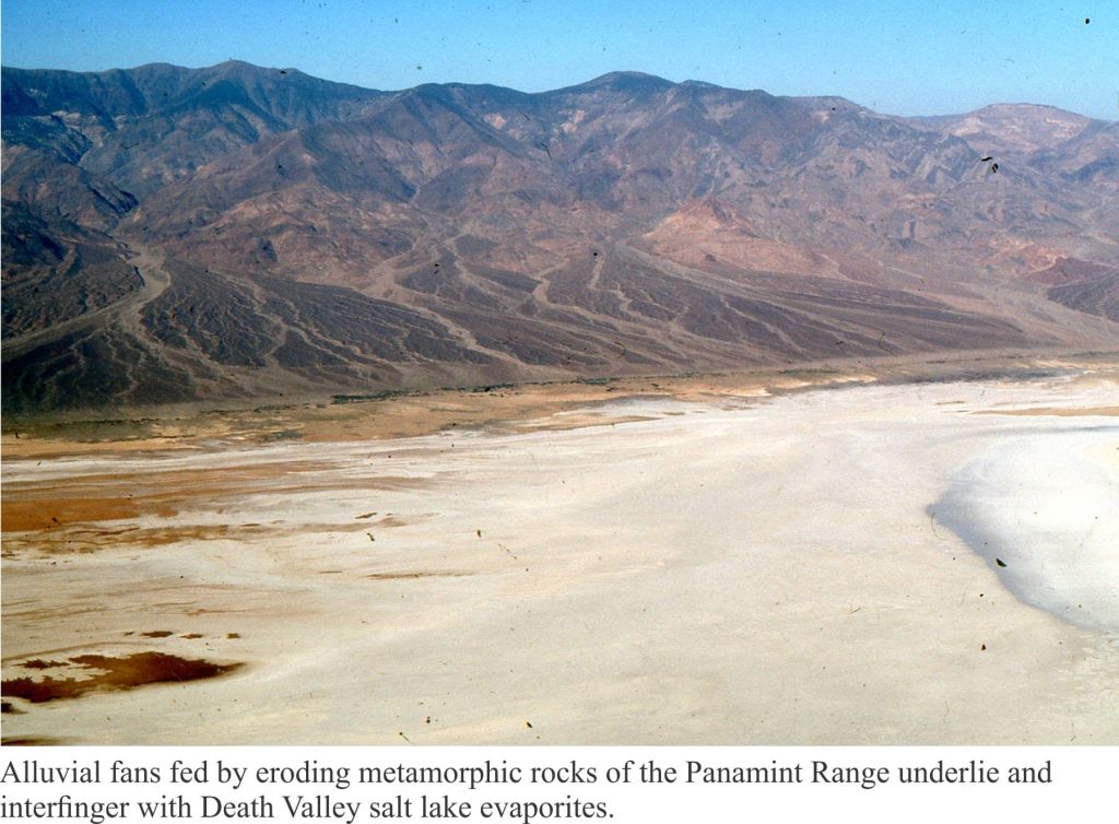 Alluvia; fans draping the tows of Panamint Moutains, Death Valley