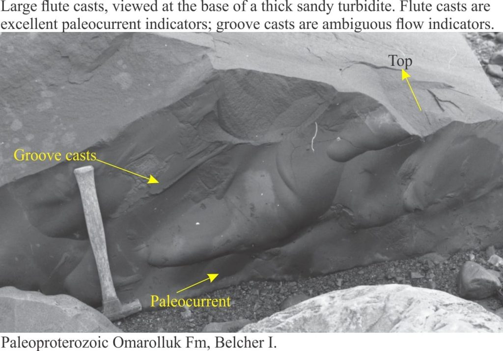 Large flute cast and grooves; paleoflow indicated