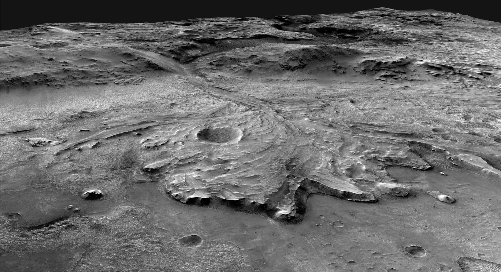 seds jezero crater and delta in 3D