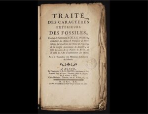 The title page of Abraham Gottlob Werner’s ‘Treatise on the exterior characters of fossils’ (1790) acknowledges the translation (from German) by the person responsible for translating Karl Scheele’s ‘Memoires de Chymie’. Image from the Biodiversity Heritage Library.
